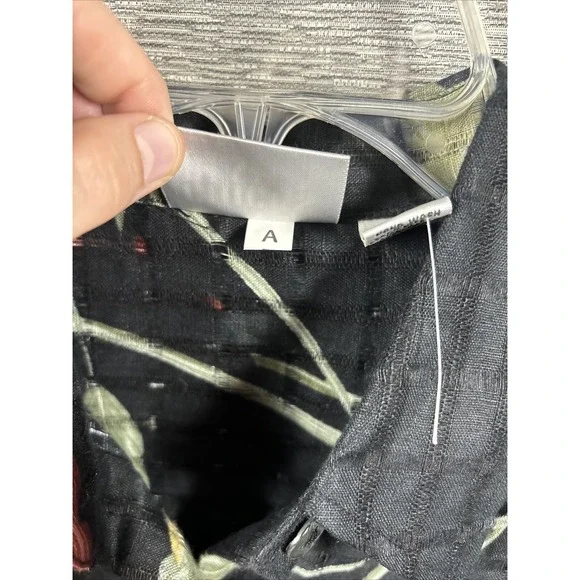 Vtg Chicos Design Women's Black Linen Top Fall Leaves Blouse Size 0 - Picture 4 of 7